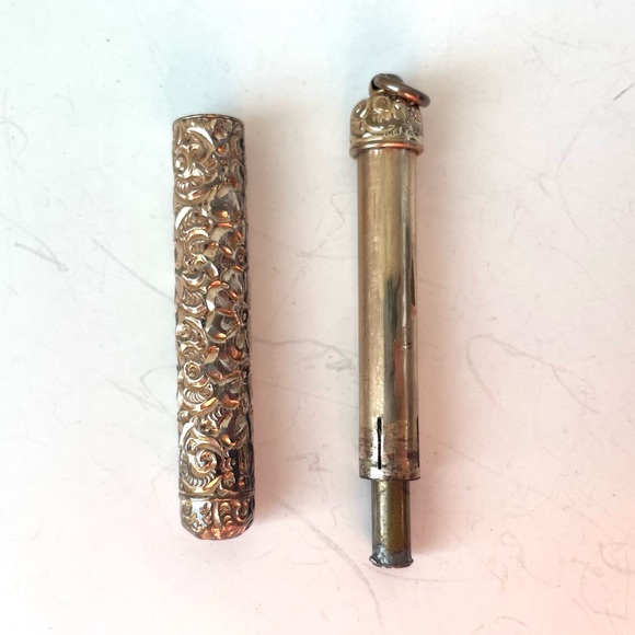 Antique Accessories - Rare Antique Victorian Gold Plated Repoussé Mechanical Pencil
